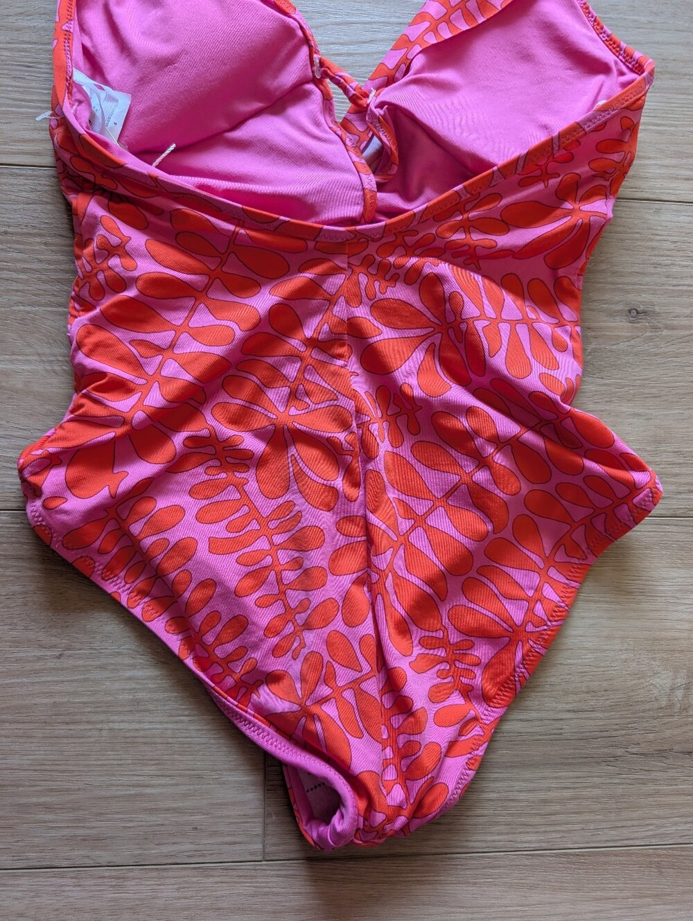 NWT Trina Turk Tropical Pink & Coral One-Piece Halter Swimsuit - Picture 5 of 9